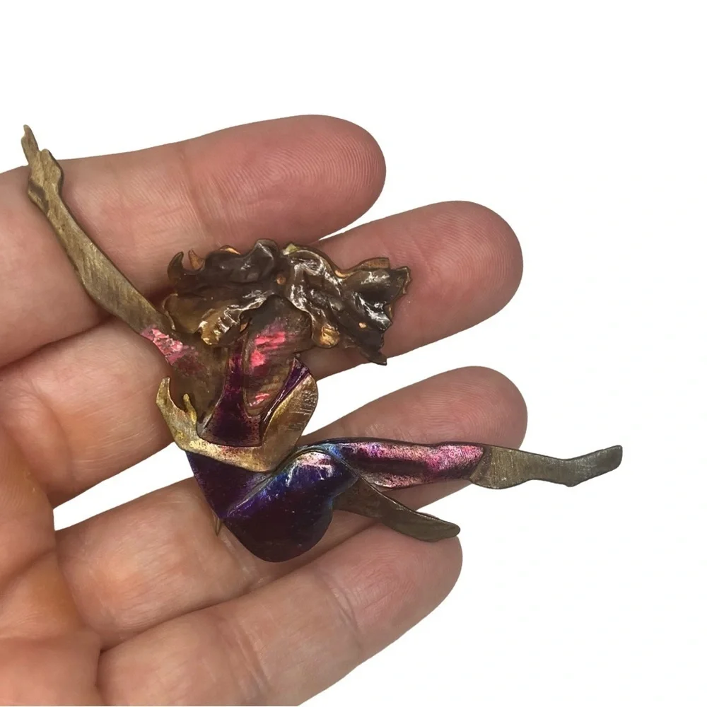 Vintage Artisan Sterling Female Dancer Signed Brooch